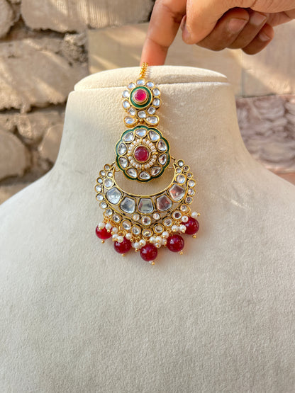 Maroon Jiya Kundan Jewellery Set