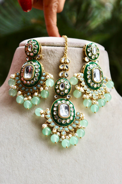 Pista Green Tia Kundan Jewellery Set