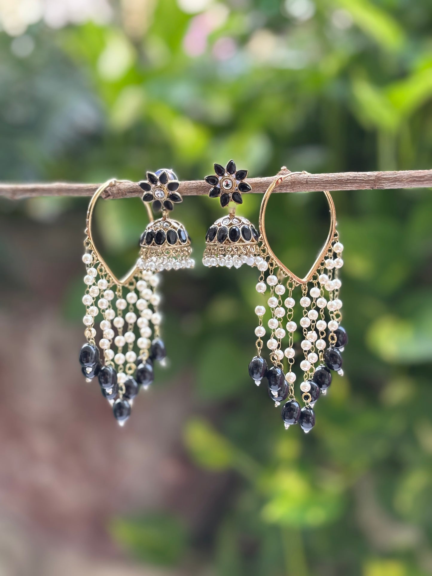 Black 3 in 1 Earrings Set
