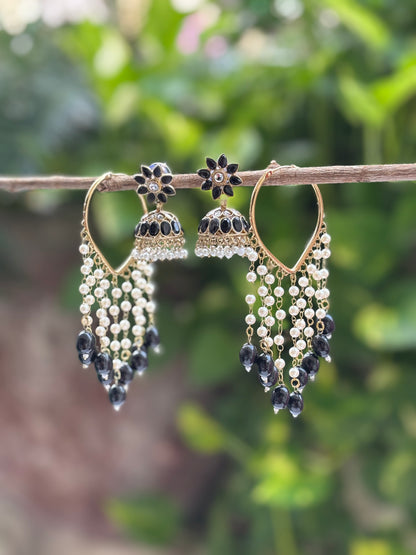 Black 3 in 1 Earrings Set