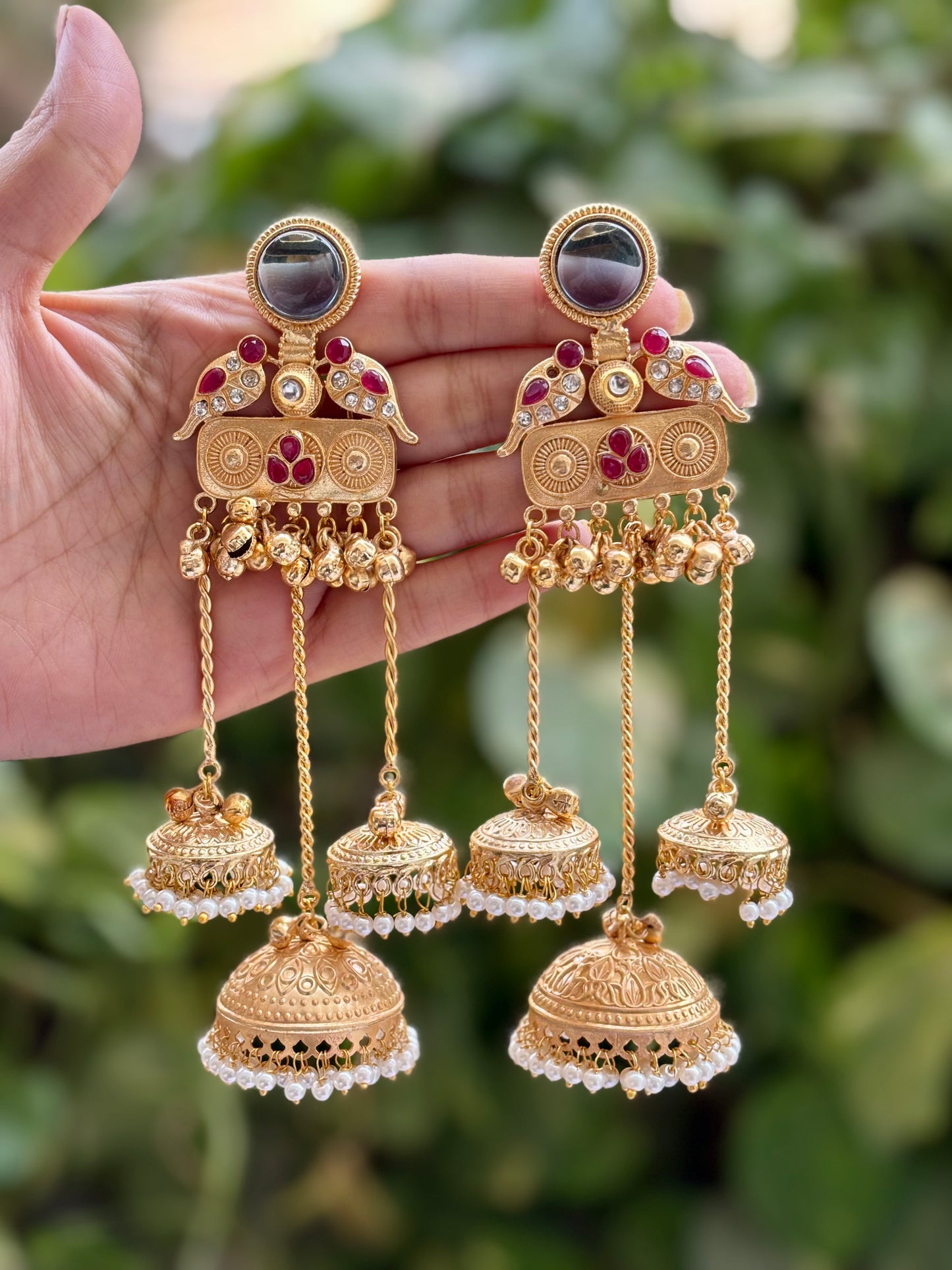 Black Multi Aabroo Kashmiri Earrings