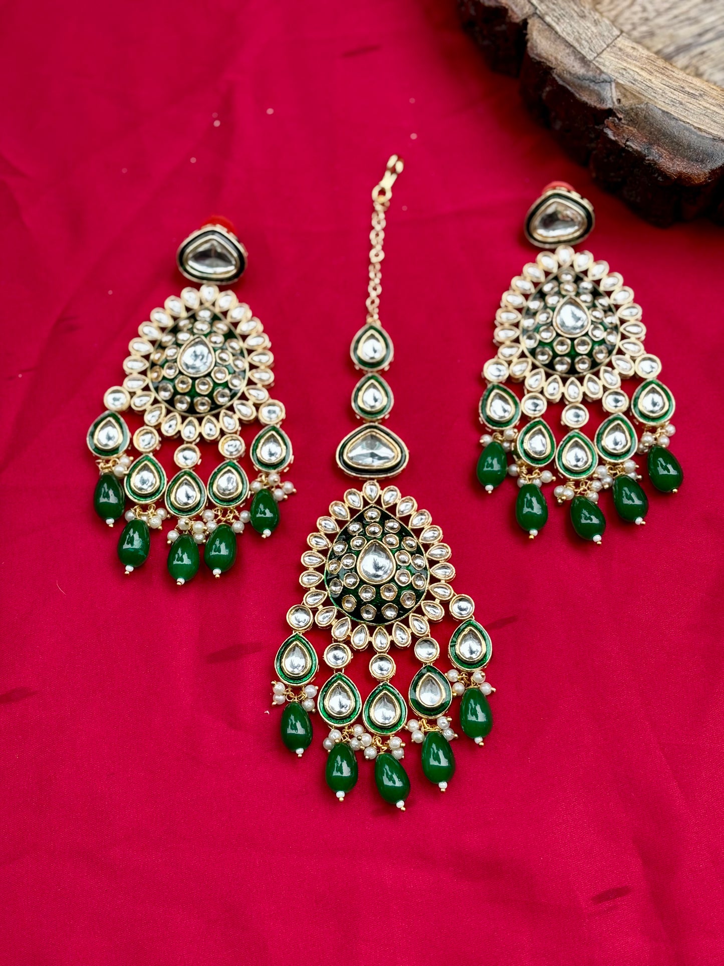 Green Samaya Kundan Bridal Jewellery Set