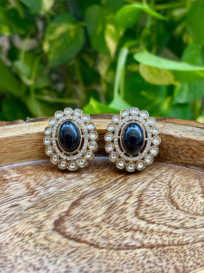 Antique Black Iris Studs