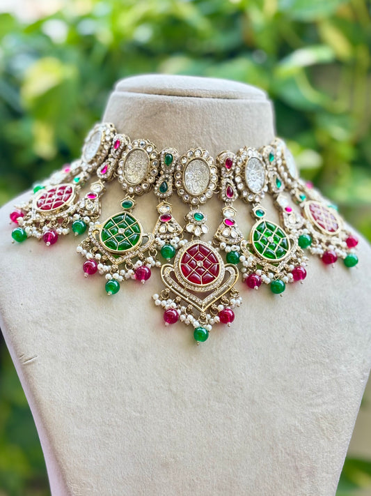Multicolour Naina Kundan Bridal Jewellery Set