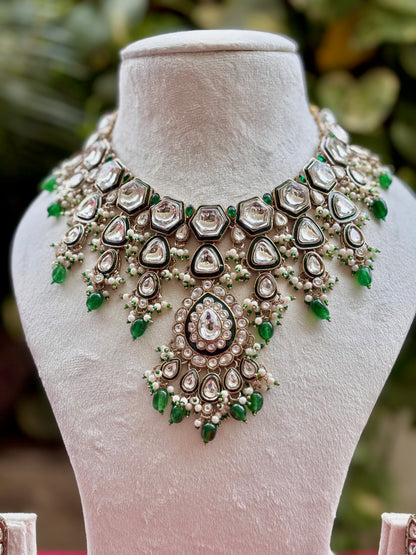Green Reshi Kundan Bridal Jewellery Set