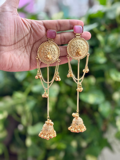 Pink Arzzo Kashmiri Earrings