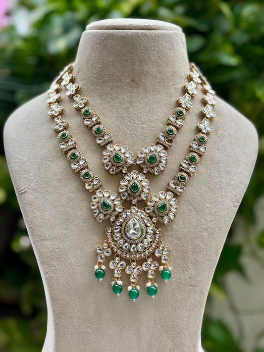 Green Bhviya Kundan Bridal Jewellery Set