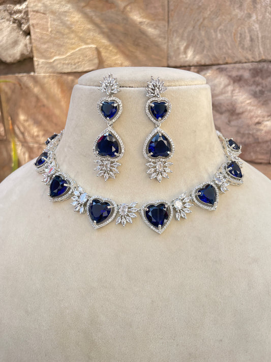 Blue Heart Zirconia Necklace
