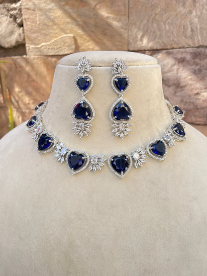 Blue Heart Zirconia Necklace