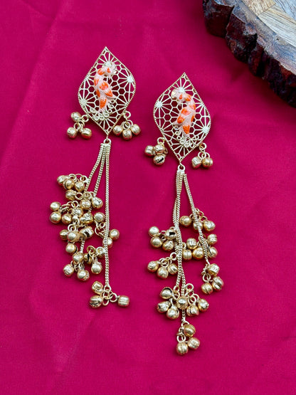Orange Inaat Kashmiri Earrings