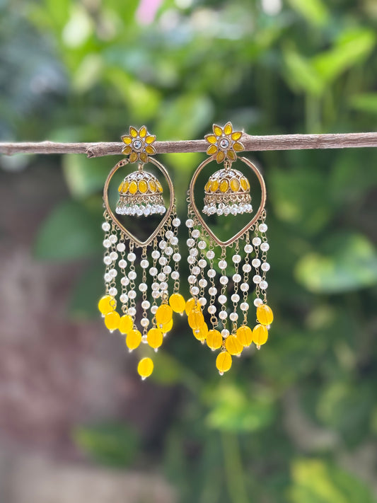 Yellow 3 in 1 Earrings Set