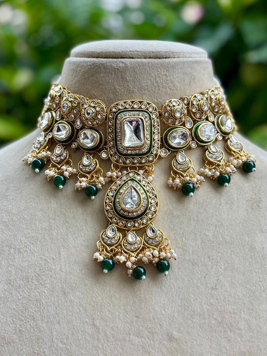 Green Clara Kundan Bridal Jewellery Set