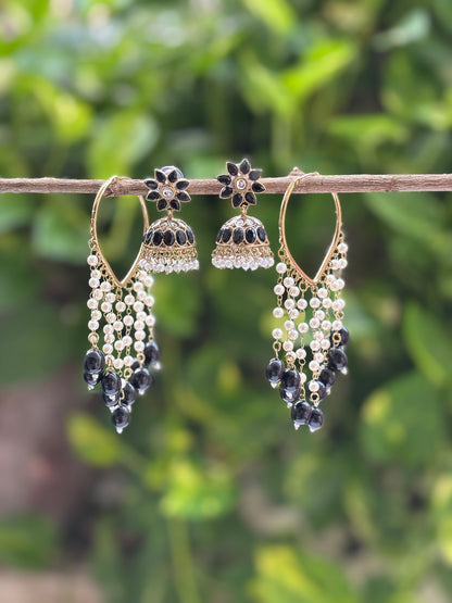 Black 3 in 1 Earrings Set
