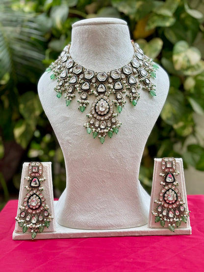 Mint Reshi Kundan Bridal Jewellery Set