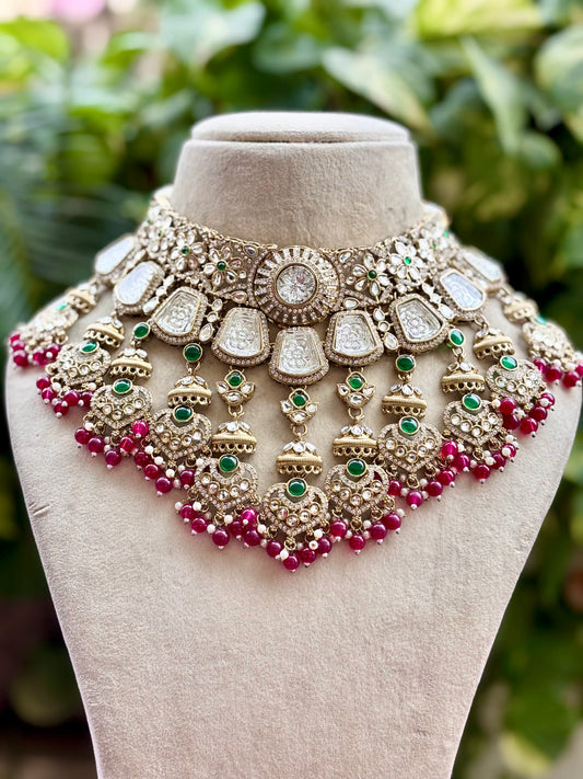 Multicolour Kashiwa Kundan Bridal Jewellery Set