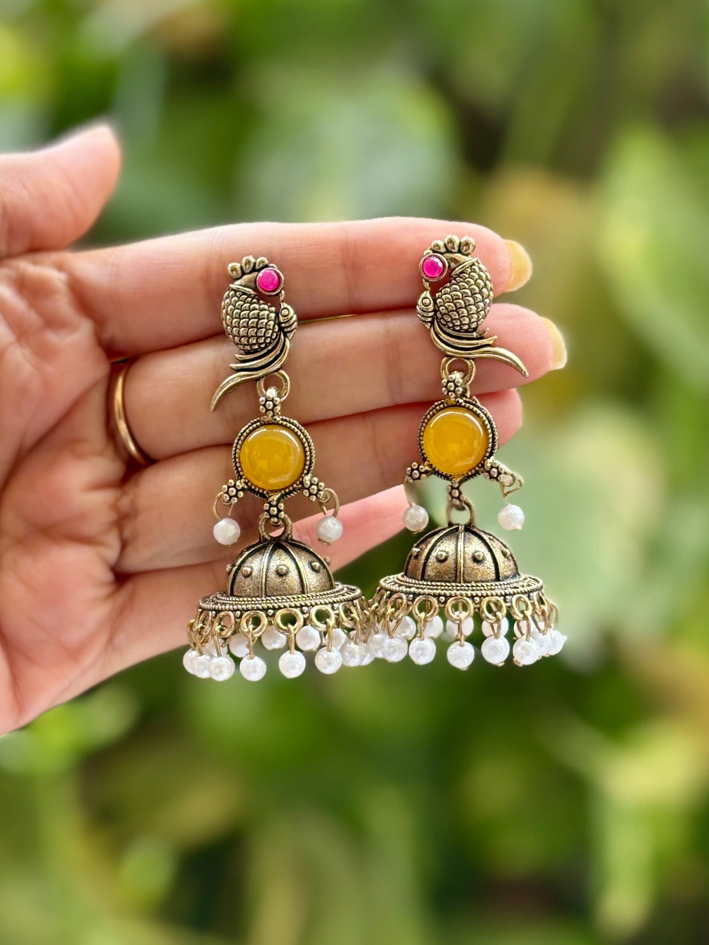Antique Yellow Sakshi Jhumki
