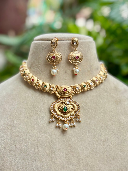 Multicolour Madha Kundan Jewellery Set