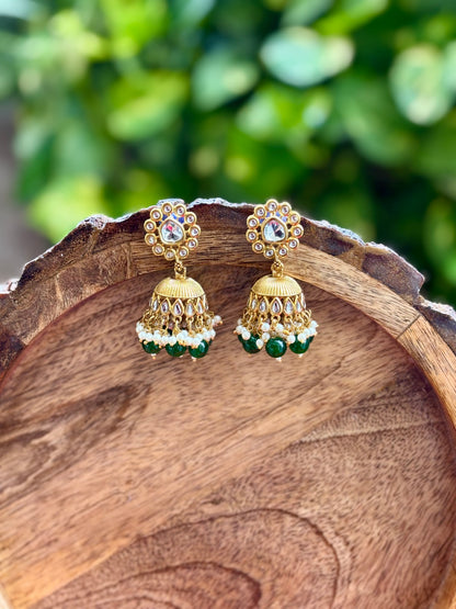 Green Charvi Kundan Jewellery Set