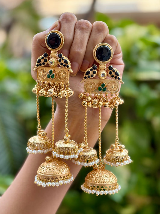 Black Aabroo Kashmiri Earrings