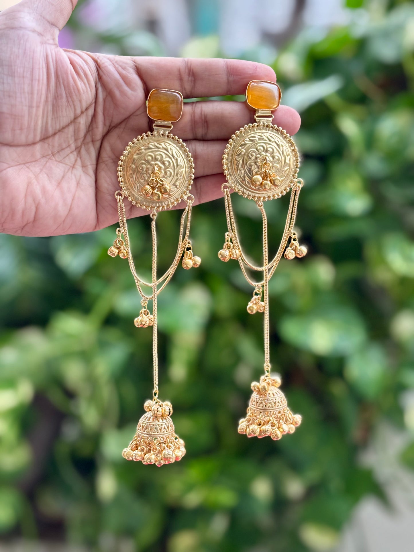 Yellow Arzzo Kashmiri Earrings