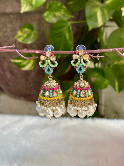 Multicolour Ridhya Jhumkis