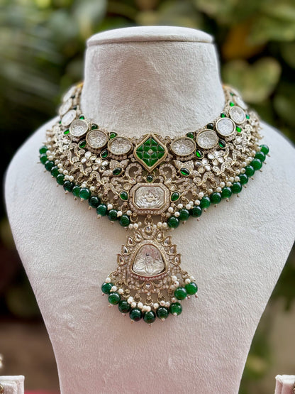 Green Asha Kundan Bridal Jewellery Set