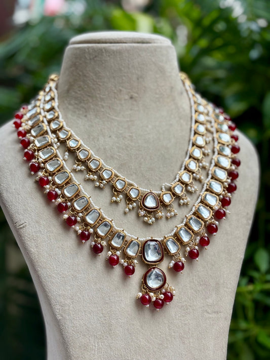Maroon Nikki Kundan Jewellery Set