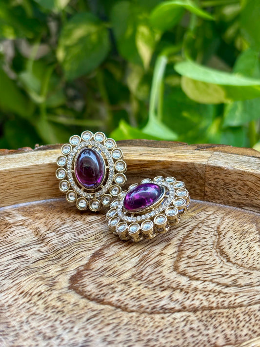 Antique Mauve Iris Studs