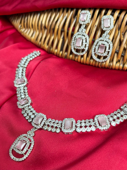 Pink Aabha Zirconia Necklace