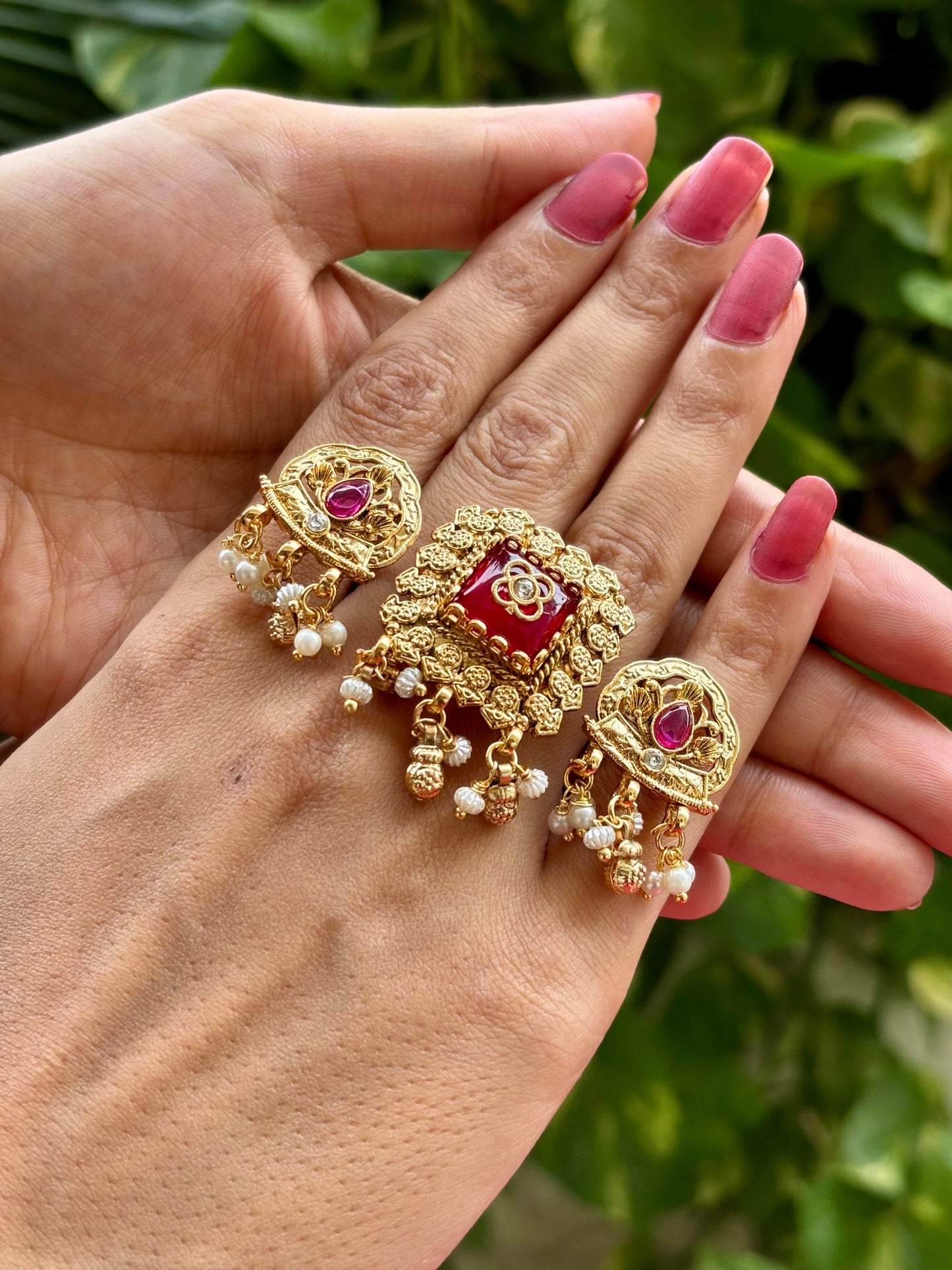 Ruby Taranya Heritage Ring Jewellery Set