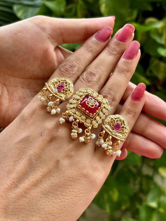 Ruby Taranya Heritage Ring Jewellery Set