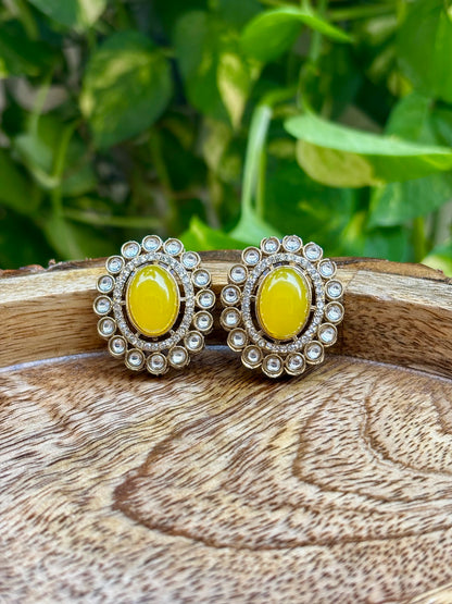 Antique Yellow Iris Studs