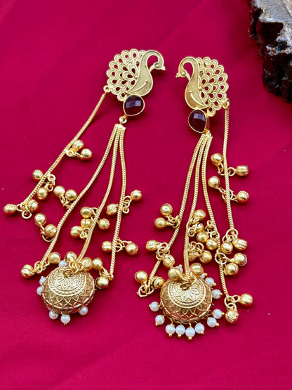 Maroon Nargis Kashmiri Earrings