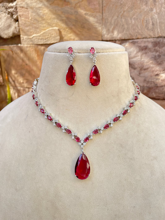 Ruby Drop Deepika Zirconia Jewellery Set