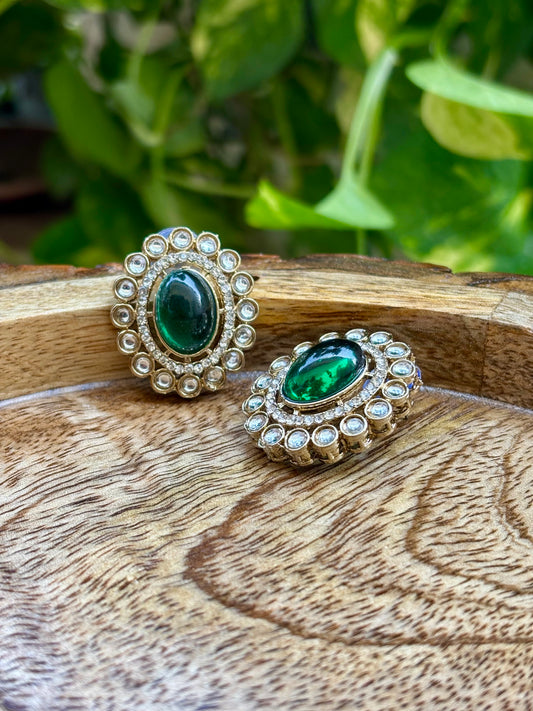 Antique Emerald Iris Studs