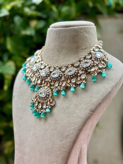 Turquoise Ravya Kundan Bridal Jewellery Set