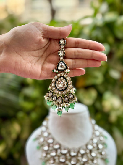 Mint Reshi Kundan Bridal Jewellery Set