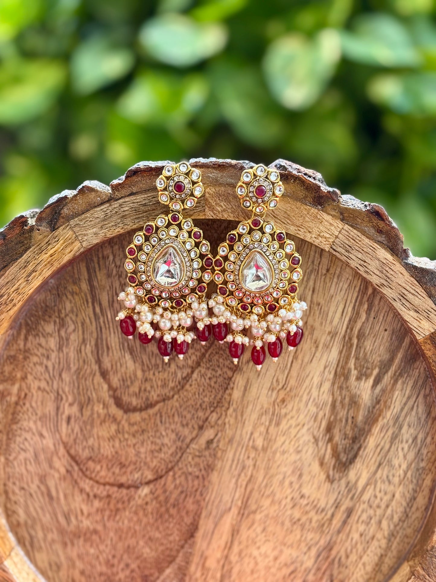 Maroon Ishira Kundan Jewellery Set