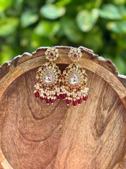 Maroon Ishira Kundan Jewellery Set