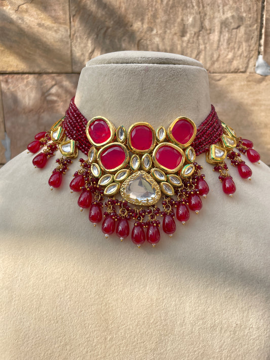 Maroon Kamya Kundan Jewellery Set