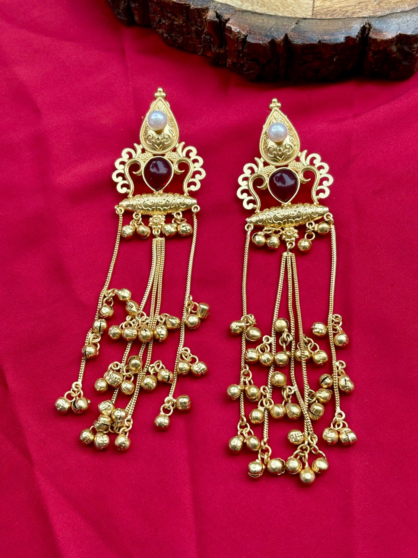 Maroon Sofi Kashmiri Earrings