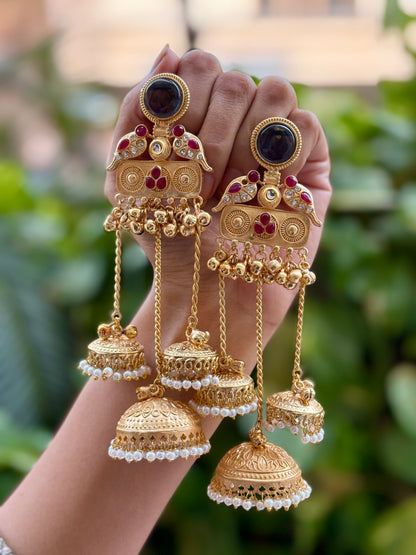 Black Multi Aabroo Kashmiri Earrings