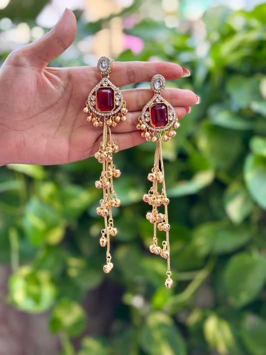 Maroon Noraa Kashmiri Earrings
