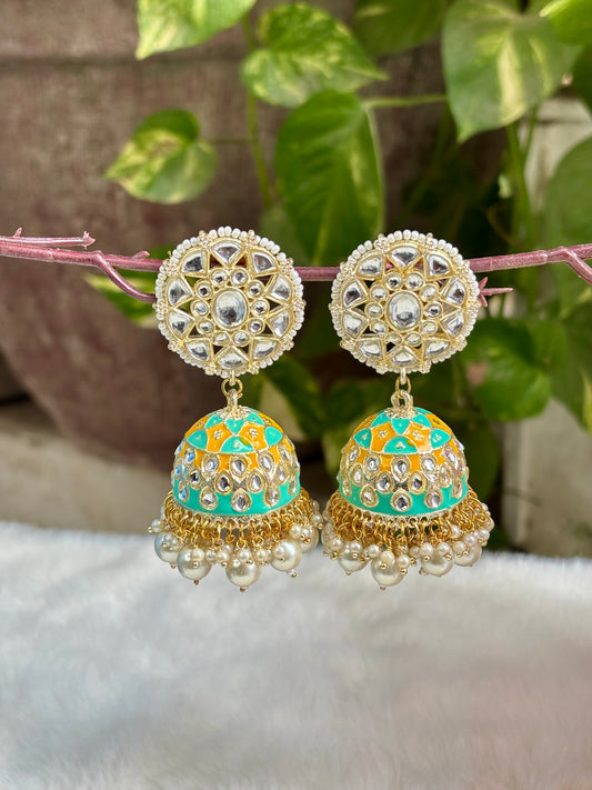 Multicolor Maharani Kundan Jhumka