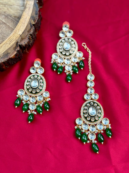 Green Vedika Kundan Jewellery Set