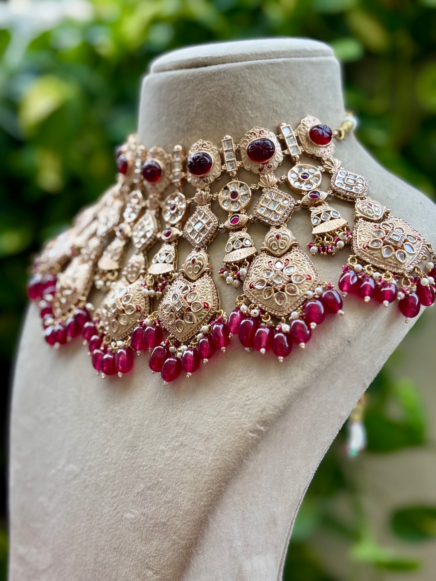 Maroon Kaviya Bridal Kundan Jewellery Set