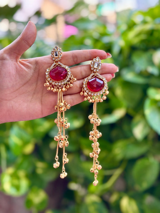 Maroon Ira Kashmiri Earrings