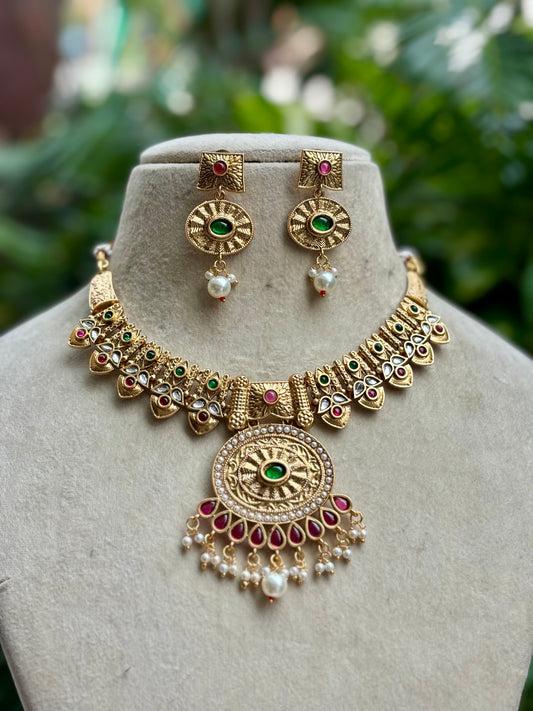 Multicolour Vanya Kundan Jewellery Set