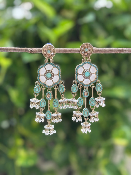 Turquoise Amara Kundan Danglers