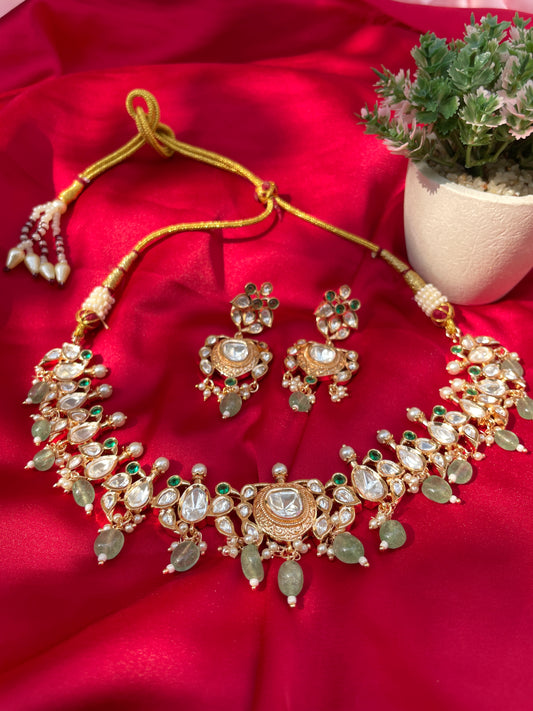 Gold Plated Mint Kriti Polki Jewellery Set ❤️